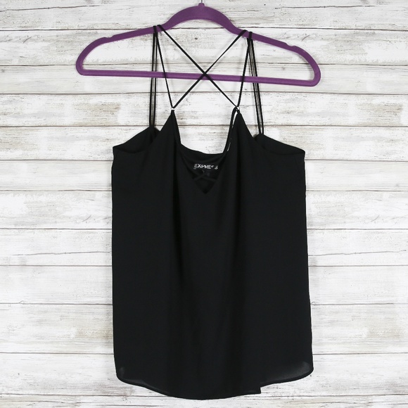 EXPRESS Black Silk Cute Top sz Sm - Picture 3 of 6